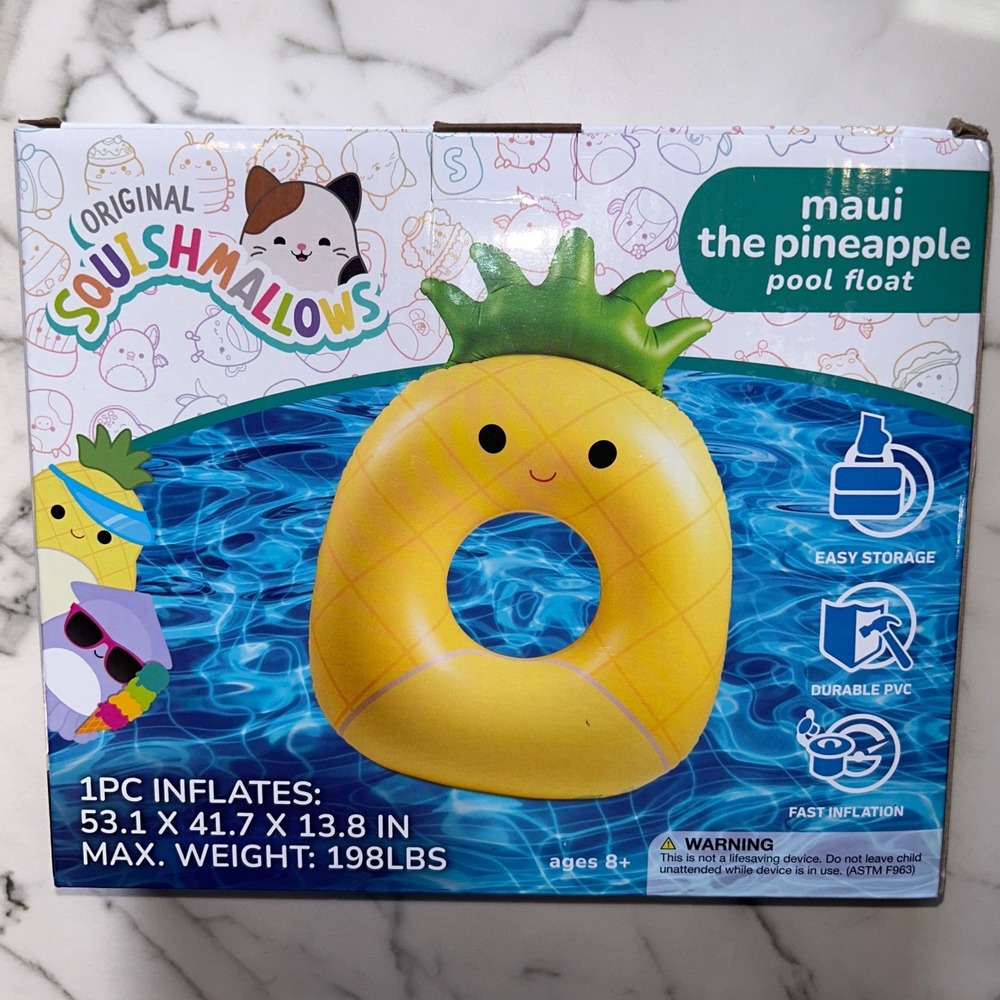 Squishmallows Maui The Pineapple Pool Float Inflatable Ring Swim Toy